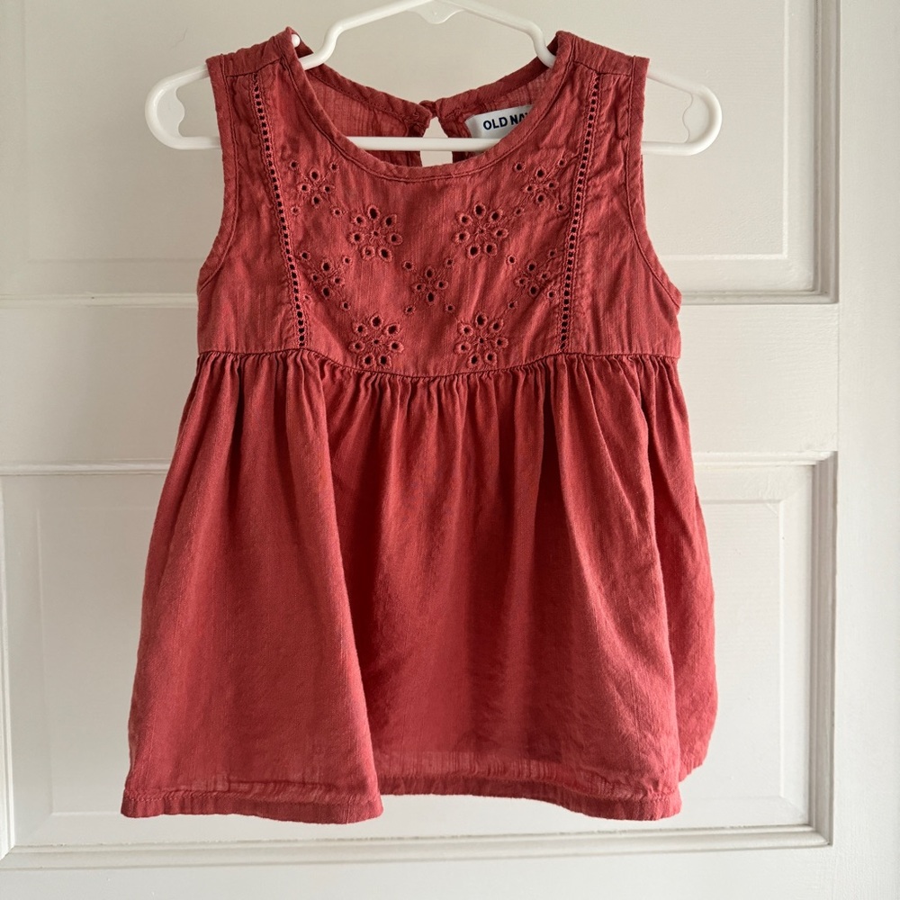 🔵 3 for $9 Old Navy Sz 4T Sleeveless Eyelet Blouse Top Terracotta Rust